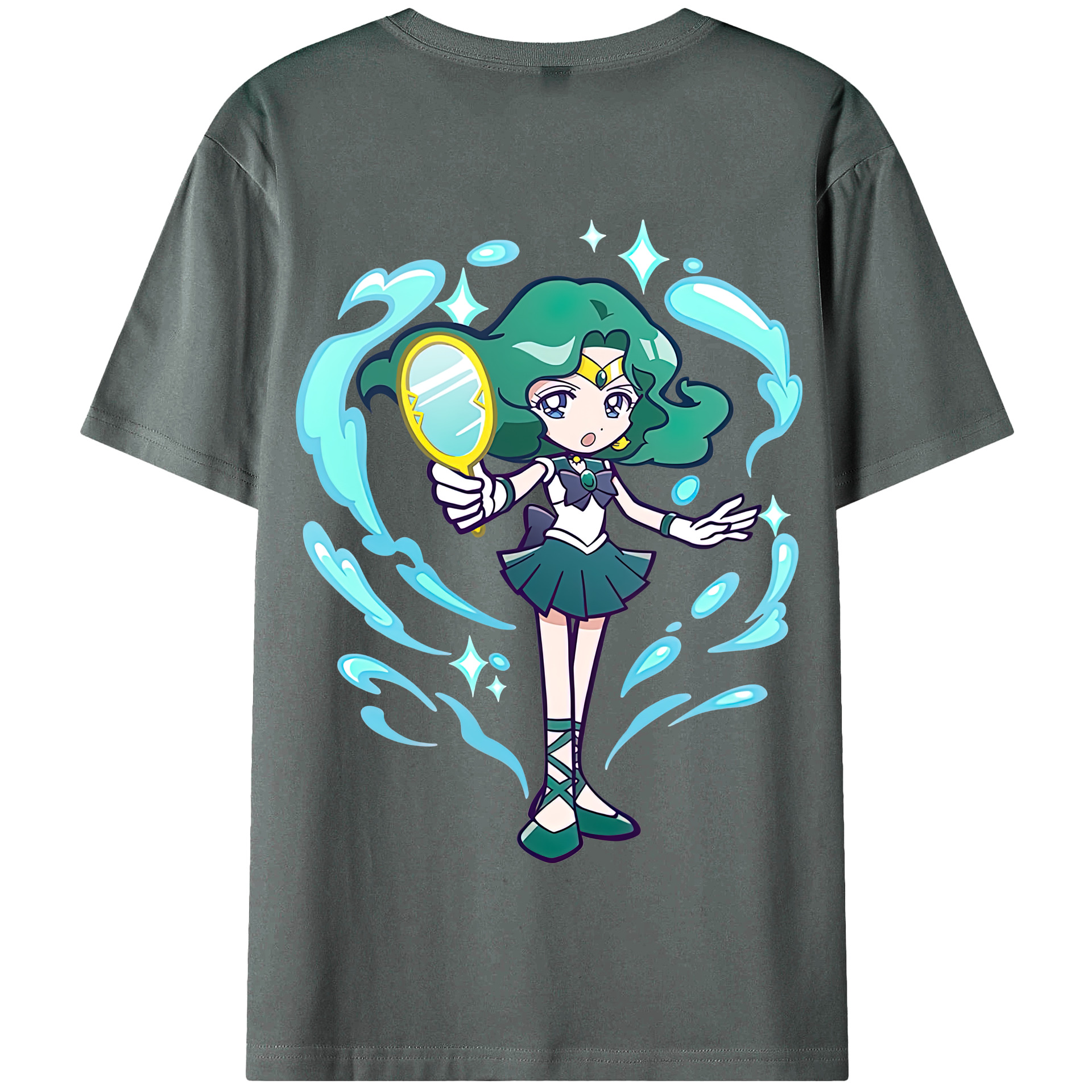（画像用） 美少女戦士セーラームーン 海王 みちる（かいおう みちる） Sailor Moon Kaiou Michiru 綿100％半袖Tシャツ（背面プリント）